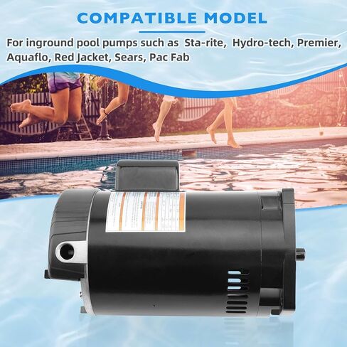 B2853 Pool Pump Motor,1HP | 115/230V | 56Y Frame | 3450 RPM | 6.5/13.0 Max Amps,Compatible with Sta-Rite,Hydro-Tech,Premier,Aquaflo,Red Jacket,Sears,Pac Fab and AO Smith Century Pumps in Saudi Arabia