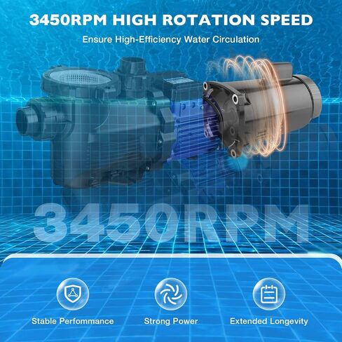 B2853 Pool Pump Motor,1HP | 115/230V | 56Y Frame | 3450 RPM | 6.5/13.0 Max Amps,Compatible with Sta-Rite,Hydro-Tech,Premier,Aquaflo,Red Jacket,Sears,Pac Fab and AO Smith Century Pumps in Saudi Arabia