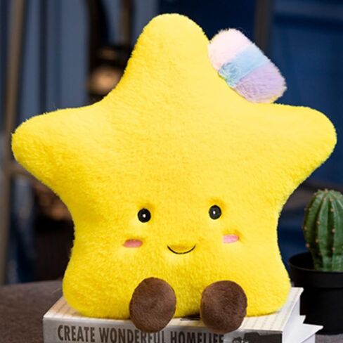 Sun Shaped Plush Pillow,Smiling fun filled sun, stars, moon, cloud shaped plush toys for home decoration, as birthday gifts for Children and girls (Moon) in Saudi Arabia