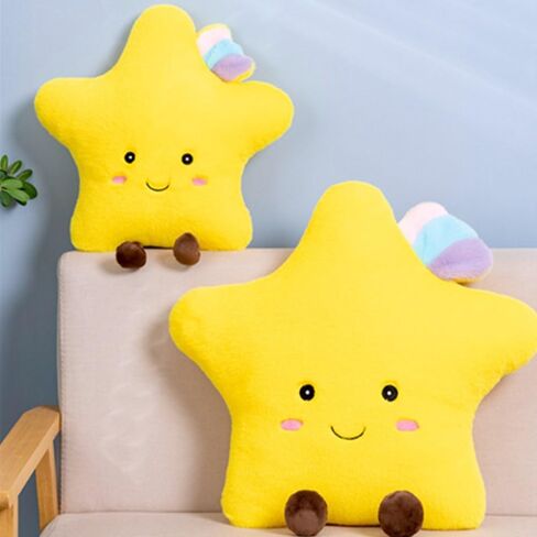 Sun Shaped Plush Pillow,Smiling fun filled sun, stars, moon, cloud shaped plush toys for home decoration, as birthday gifts for Children and girls (Moon) in Saudi Arabia