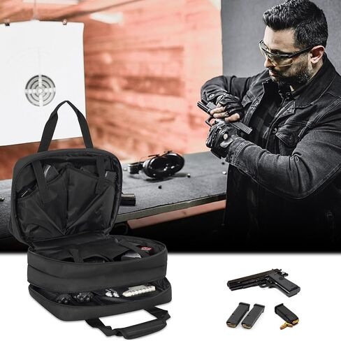 حقيبة نطاق بندقية تكتيكية لـ 4 مسدسات وذخيرة، وحقيبة مسدس واق من المطر مع 7 فتحات للمجلات ورقعة علم الولايات المتحدة لممارسة رياضة الرماية والصيد في الهواء الطلق in Kuwait