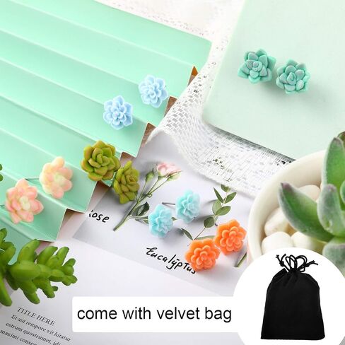 6 Pairs Succulent Earrings Plant Earrings Resin Handmade Stud Earrings Stainless Steel Studs Botanical Plant Earrings Flower Jewelry Accessories for Women and Girls in Saudi Arabia