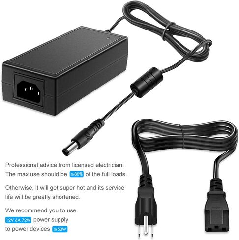 SHNITPWR 12V 6A AC DC Power Supply Adapter Converter 100V~240V AC to DC 12 Volt 6 Amp 72W LED Driver Transformer with 5.5x2.5mm Plug for 5050 3528 LED Strip 3D Printer CCTV Security System LCD Monitor in Saudi Arabia