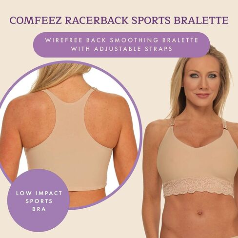 Wirefree Moisture Wick Racerback Sports Bralette with Adjustable Straps Removable Cup - Yoga Workout Fitness Low Impact in Saudi Arabia