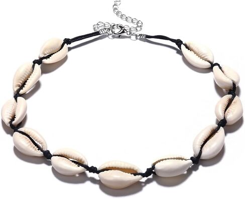 Shell Necklace Natural Pearl Choker Necklace Adjustable Seashell Necklac Handmade Shell Clavicle Necklace Summer Hawaiian Style Braided Rope Natural Shell Necklace Boho Beach Jewelry for Women Girls in Saudi Arabia