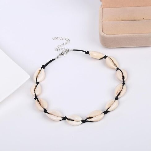 Shell Necklace Natural Pearl Choker Necklace Adjustable Seashell Necklac Handmade Shell Clavicle Necklace Summer Hawaiian Style Braided Rope Natural Shell Necklace Boho Beach Jewelry for Women Girls in Saudi Arabia