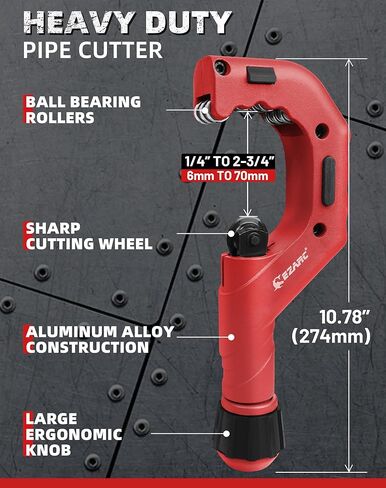 قاطع الأنابيب EZARC - مجموعة قطع الأنابيب مع قاطع أنبوب صغير، أداة قطع الأنابيب النحاسية 3/16 بوصة إلى 2 بوصة القطر الخارجي لقطع أنبوب الألومنيوم PVC الرفيع المصنوع من الفولاذ المقاوم للصدأ in Kuwait