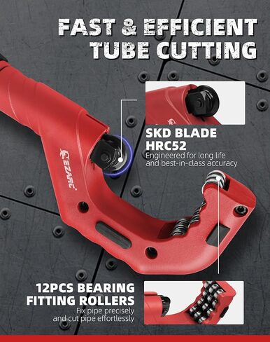 قاطع الأنابيب EZARC - مجموعة قطع الأنابيب مع قاطع أنبوب صغير، أداة قطع الأنابيب النحاسية 3/16 بوصة إلى 2 بوصة القطر الخارجي لقطع أنبوب الألومنيوم PVC الرفيع المصنوع من الفولاذ المقاوم للصدأ in Kuwait