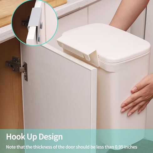 SuoXing 2.4 Gallon Hanging Trash Can for Kitchen Cabinet Door 9L Hanging Trash Can with Lid,Plastic Wall Mounted Garbage Can,Small Kitchen Waste Basket,Food Waste Bin for Countertop in Saudi Arabia