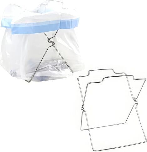 Grocery Bag Holder-Stainless Steel Foldable - Ideal for Kitchen Office and Outside -Garbage Support Rack with Towel Hanging Rod -Large in Saudi Arabia