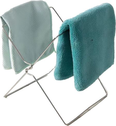 Grocery Bag Holder-Stainless Steel Foldable - Ideal for Kitchen Office and Outside -Garbage Support Rack with Towel Hanging Rod -Large in Saudi Arabia