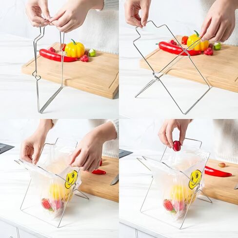 Grocery Bag Holder-Stainless Steel Foldable - Ideal for Kitchen Office and Outside -Garbage Support Rack with Towel Hanging Rod -Large in Saudi Arabia