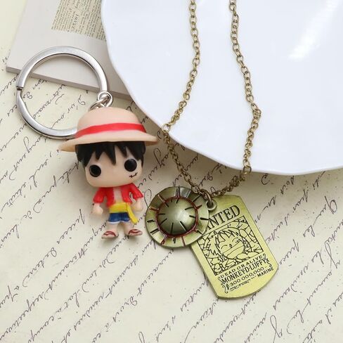 2 Pcs Anime One Piece Necklace and Keychain for Men,Skeleton The Straw Hat Pirates Rope Key Chain Cosplay, white, onepiece2-0513-03-0029 in Saudi Arabia