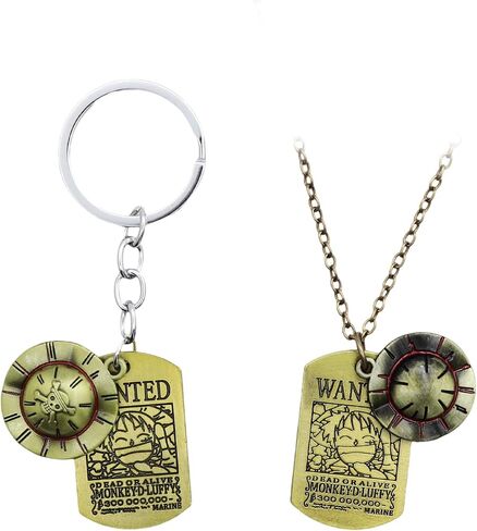 2 Pcs Anime One Piece Necklace and Keychain for Men,Skeleton The Straw Hat Pirates Rope Key Chain Cosplay in Saudi Arabia