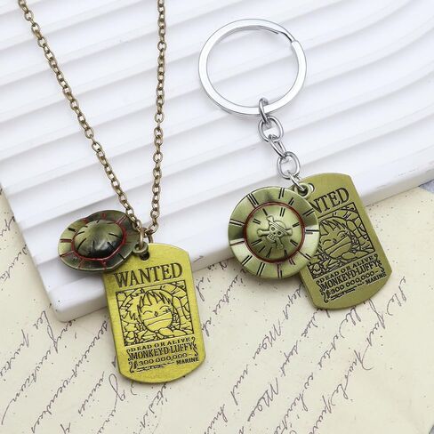 2 Pcs Anime One Piece Necklace and Keychain for Men,Skeleton The Straw Hat Pirates Rope Key Chain Cosplay in Saudi Arabia