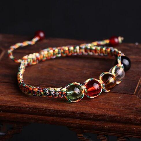 Five Elements Bead Bracelet Tibetan Colorful Rope Colorful Red Rope Glass Bead Seller's Small Gift, 4in*4in in Saudi Arabia