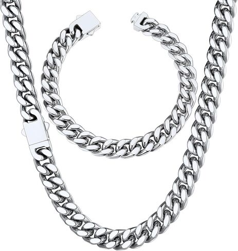 ChainsHouse 9 مم 22 بوصة قلادة سلسلة كوبية للرجال 21 سم in Kuwait