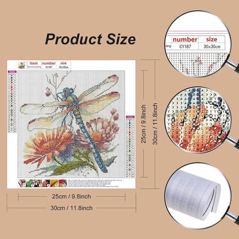 Stalente Diamond Painting Kits for Adults Dragonfly, 5D DIY Diamond Art Kits for Beginners Round Full Drill Diamond Painting for Home Wall Decoration Gift 12×12inch, Flower in Saudi Arabia