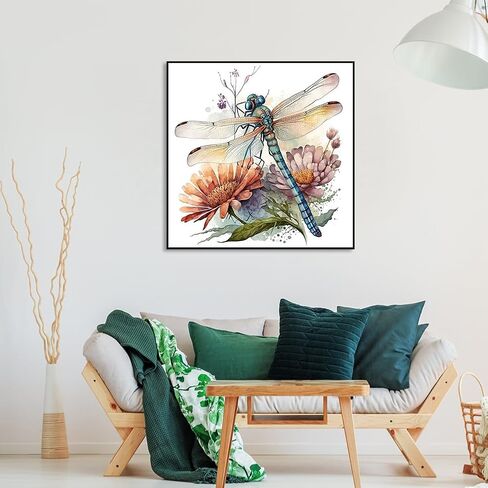 Stalente Diamond Painting Kits for Adults Dragonfly, 5D DIY Diamond Art Kits for Beginners Round Full Drill Diamond Painting for Home Wall Decoration Gift 12×12inch, Flower in Saudi Arabia