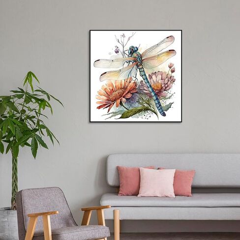 Stalente Diamond Painting Kits for Adults Dragonfly, 5D DIY Diamond Art Kits for Beginners Round Full Drill Diamond Painting for Home Wall Decoration Gift 12×12inch, Flower in Saudi Arabia