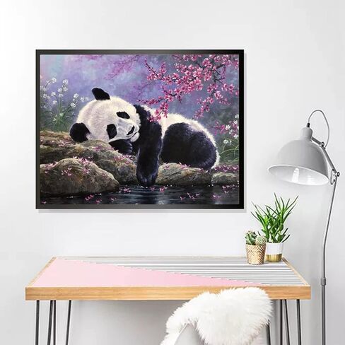 MXJSUA Diamond Art Painting Kits for Adults, Square Full Drill Diamond Art Painting Kits 5D DIY Diamond Art Painting by Number Kits Diamond Art Kits for Home Wall Decor Sleeping Panda 12x16 Inch in Saudi Arabia