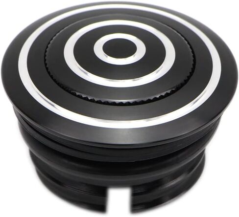 Motorcycle Pop-up Fuel Gas Storage Cap Exhaust Port Fuel Tank Compatible with Harley Davidson Dyna Softail Vented Thread Cap Cover Screw Modified (Push-Type,Black with Silver Edge) in Saudi Arabia