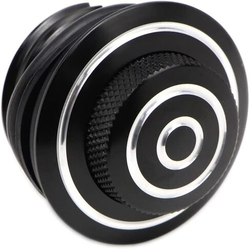 Motorcycle Pop-up Fuel Gas Storage Cap Exhaust Port Fuel Tank Compatible with Harley Davidson Dyna Softail Vented Thread Cap Cover Screw Modified (Push-Type,Black with Silver Edge) in Saudi Arabia