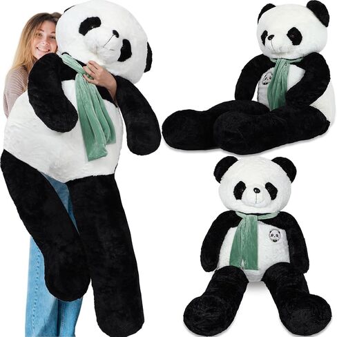 63 Inch Tall Giant Plush Panda Bear Giant Panda Stuffed Animal Large Panda Plushie with Green Scarf Big Soft Plush Bear Toy for Boys Girls Girlfriend Wife in Saudi Arabia