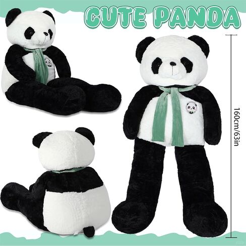 63 Inch Tall Giant Plush Panda Bear Giant Panda Stuffed Animal Large Panda Plushie with Green Scarf Big Soft Plush Bear Toy for Boys Girls Girlfriend Wife in Saudi Arabia