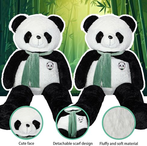 63 Inch Tall Giant Plush Panda Bear Giant Panda Stuffed Animal Large Panda Plushie with Green Scarf Big Soft Plush Bear Toy for Boys Girls Girlfriend Wife in Saudi Arabia