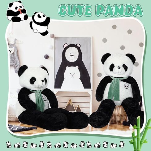 63 Inch Tall Giant Plush Panda Bear Giant Panda Stuffed Animal Large Panda Plushie with Green Scarf Big Soft Plush Bear Toy for Boys Girls Girlfriend Wife in Saudi Arabia