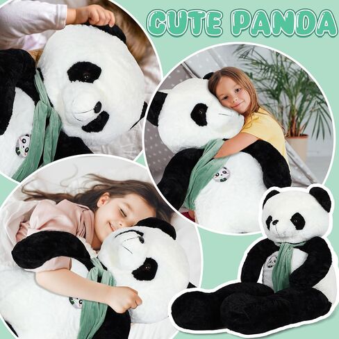 63 Inch Tall Giant Plush Panda Bear Giant Panda Stuffed Animal Large Panda Plushie with Green Scarf Big Soft Plush Bear Toy for Boys Girls Girlfriend Wife in Saudi Arabia