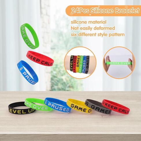 120 Pcs Video Game Party Favors Party Supplies Invisible Ink Pens Notebook Silicone Bracelet Gift Paper Bag Video Game Controller Keychain Birthday Supplies for Kids Gamer Party Favors in Saudi Arabia