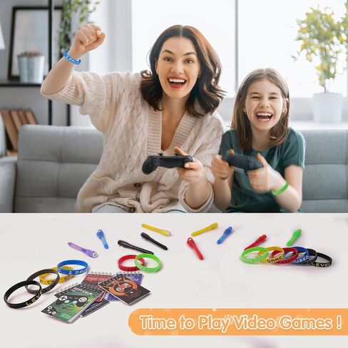 120 Pcs Video Game Party Favors Party Supplies Invisible Ink Pens Notebook Silicone Bracelet Gift Paper Bag Video Game Controller Keychain Birthday Supplies for Kids Gamer Party Favors in Saudi Arabia