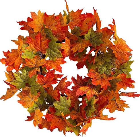 18" Fall Wreaths for Front Door with Maple Eucalyptus Leaves Pumpkin,Fall Door Wreath Autumn Wreath for Thanksgiving Halloween Outdoor Indoor Farmhouse Party Holiday Porch Wall Window Home Decoration in Saudi Arabia