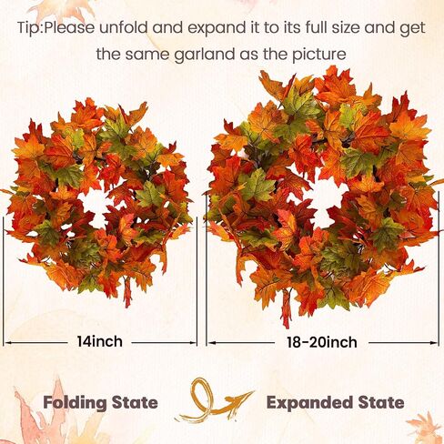 18" Fall Wreaths for Front Door with Maple Eucalyptus Leaves Pumpkin,Fall Door Wreath Autumn Wreath for Thanksgiving Halloween Outdoor Indoor Farmhouse Party Holiday Porch Wall Window Home Decoration in Saudi Arabia