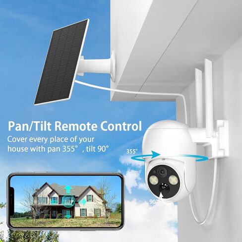 WOOLINK 4MP Solar Security Camera Wireless Outdoor, 2.5K Pan/Tilt Rechargeable Battery Powered Camera, 2.4Ghz WiFi Camera for Home Security, Motion Detection, 2-Way Talk, Color Night Vision, Cloud/SD in Saudi Arabia