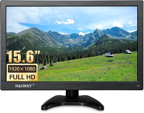 Haiway 15.6 Inch Small HDMI Monitor, 1366x768 Home Security CCTV Monitor | HDMI VGA BNC USB Input,Remote Control,Built-in Speakers,for CCTV NVR DVR Raspberry Pi,for Home Office Warehouse,VESA 75x75MM in Saudi Arabia