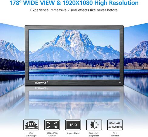 Haiway 15.6 Inch Small HDMI Monitor, 1366x768 Home Security CCTV Monitor | HDMI VGA BNC USB Input,Remote Control,Built-in Speakers,for CCTV NVR DVR Raspberry Pi,for Home Office Warehouse,VESA 75x75MM in Saudi Arabia