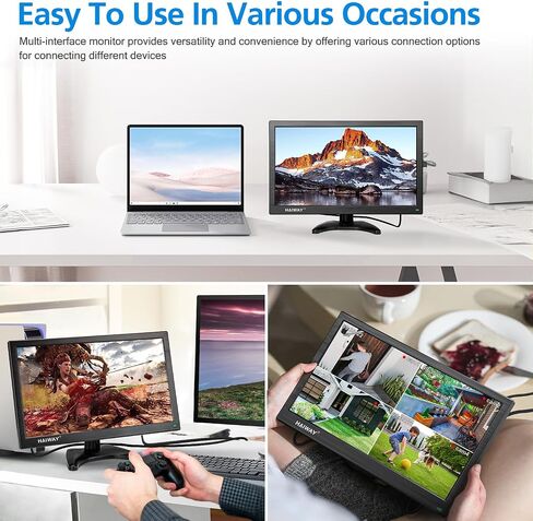 Haiway 15.6 Inch Small HDMI Monitor, 1366x768 Home Security CCTV Monitor | HDMI VGA BNC USB Input,Remote Control,Built-in Speakers,for CCTV NVR DVR Raspberry Pi,for Home Office Warehouse,VESA 75x75MM in Saudi Arabia