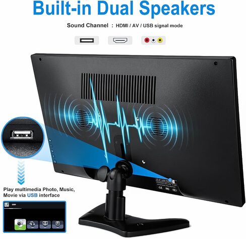 Haiway 15.6 Inch Small HDMI Monitor, 1366x768 Home Security CCTV Monitor | HDMI VGA BNC USB Input,Remote Control,Built-in Speakers,for CCTV NVR DVR Raspberry Pi,for Home Office Warehouse,VESA 75x75MM in Saudi Arabia