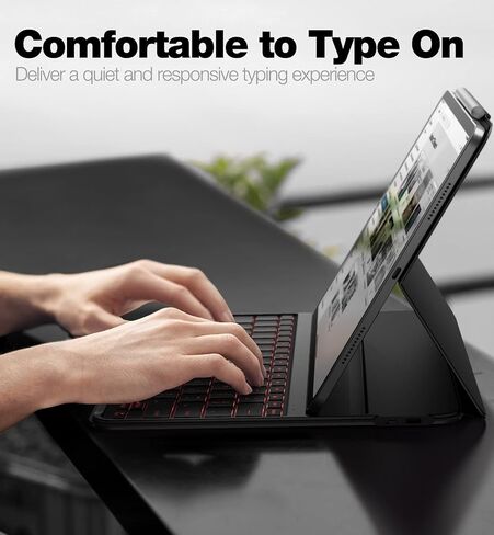 for iPad Pro 12.9-inch (6th/5th/4th Gen) Case with Keyboard Smart Keyboard Folio Magnetic Ultra Slim Portable Two Viewing Angles Backlit Wirelessly Bluetooth Keyboard with Pencil Holder, Black in Saudi Arabia