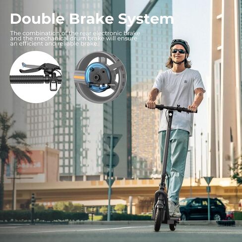Jasion Electric Scooter, 500W Peak Motor, Up to 15.5 MPH, 19 Miles Ranges Foldable Electric Kick Scooter with Dual Braking System, Adults/Youth E Scooter for Commute in Saudi Arabia