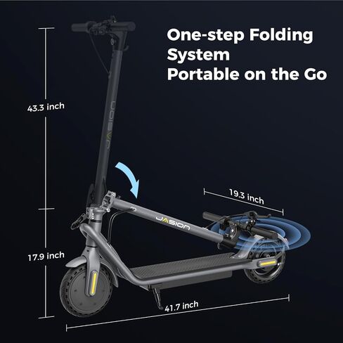 Jasion Electric Scooter, 500W Peak Motor, Up to 15.5 MPH, 19 Miles Ranges Foldable Electric Kick Scooter with Dual Braking System, Adults/Youth E Scooter for Commute in Saudi Arabia