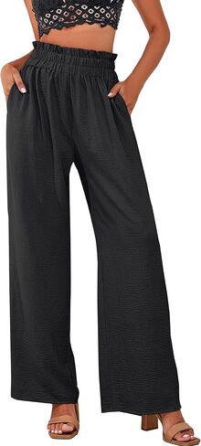 a.Jesdani Women's Pants Casual Loose High Waist Wide Leg Palazzo Pants Trousers with Pockets,S-2XL in Saudi Arabia