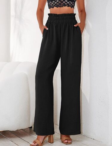a.Jesdani Women's Pants Casual Loose High Waist Wide Leg Palazzo Pants Trousers with Pockets,S-2XL in Saudi Arabia
