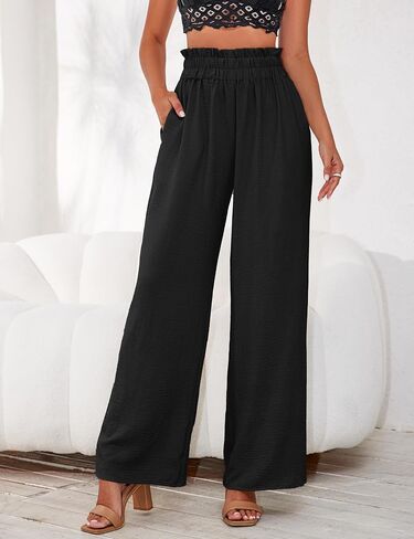 a.Jesdani Women's Pants Casual Loose High Waist Wide Leg Palazzo Pants Trousers with Pockets,S-2XL in Saudi Arabia