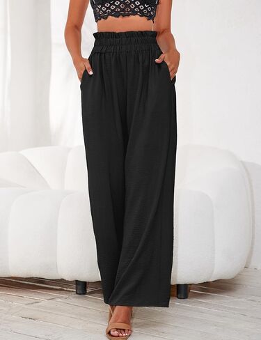 a.Jesdani Women's Pants Casual Loose High Waist Wide Leg Palazzo Pants Trousers with Pockets,S-2XL in Saudi Arabia