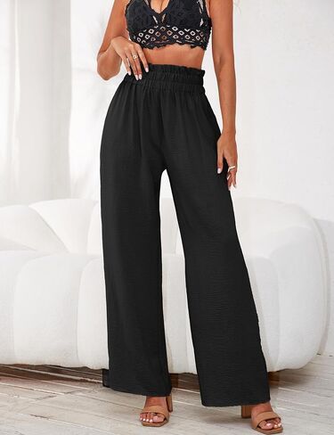 a.Jesdani Women's Pants Casual Loose High Waist Wide Leg Palazzo Pants Trousers with Pockets,S-2XL in Saudi Arabia