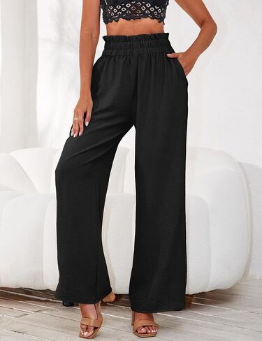 a.Jesdani Women's Pants Casual Loose High Waist Wide Leg Palazzo Pants Trousers with Pockets,S-2XL in Saudi Arabia